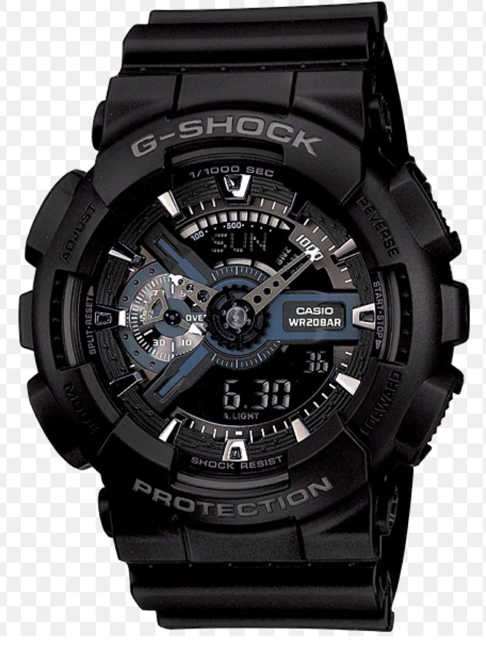 Casio G-SHOCK GA110- MODEL 5146 Men's  Stealth Black Blue Rubber Ana-Digi Watch